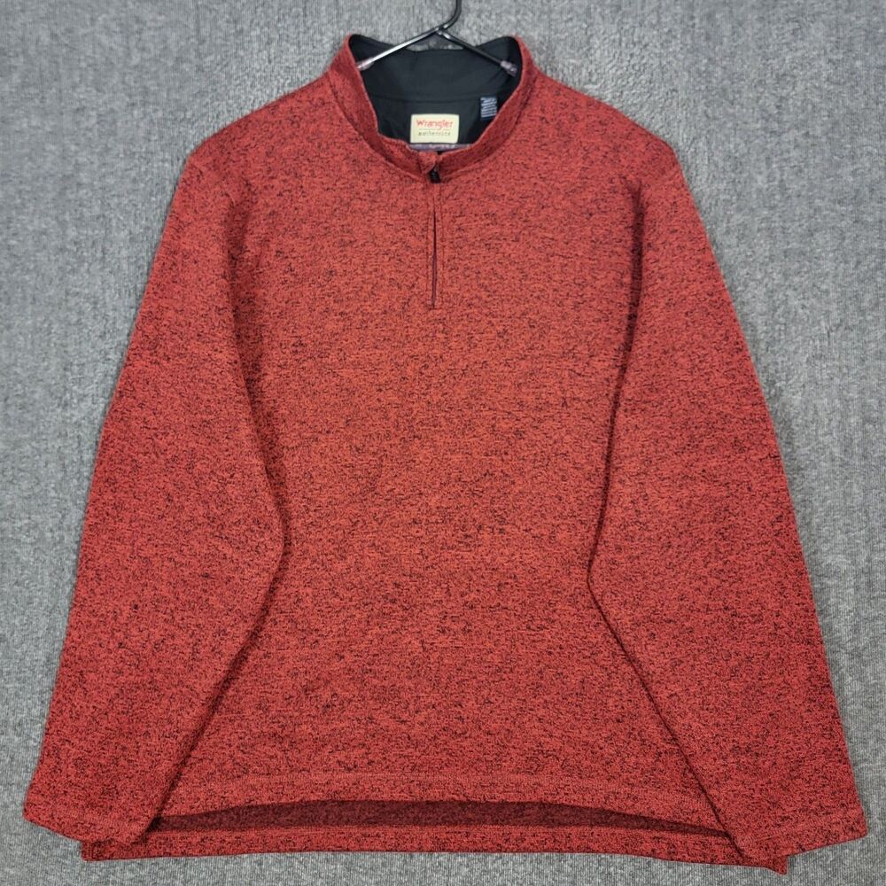 Wrangler Authentics Sweater Mens 3XL Red 1/4 Zip Mock Neck Fleece Pullover